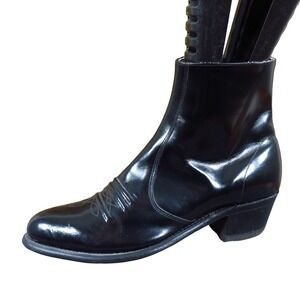 Hanover 3688 Mens Western Side Zip Boots Size 9.5 D/B Dress Formal Black Leather